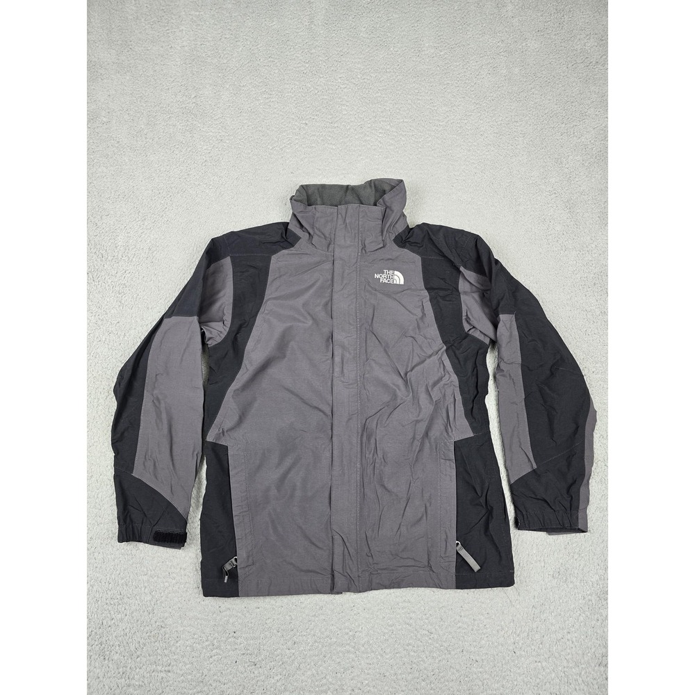 The North‎ Face Rain Jacket Boys XL Gray Black HyVent Waterproof Lined Zip